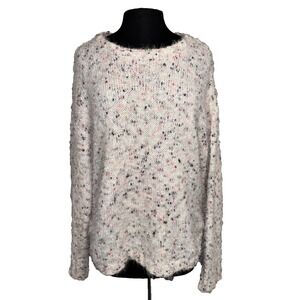 Margeaux & Ellie Eyelash Fuzzy Sweater Sz XL Confetti Speckled Cream Pink Cozy